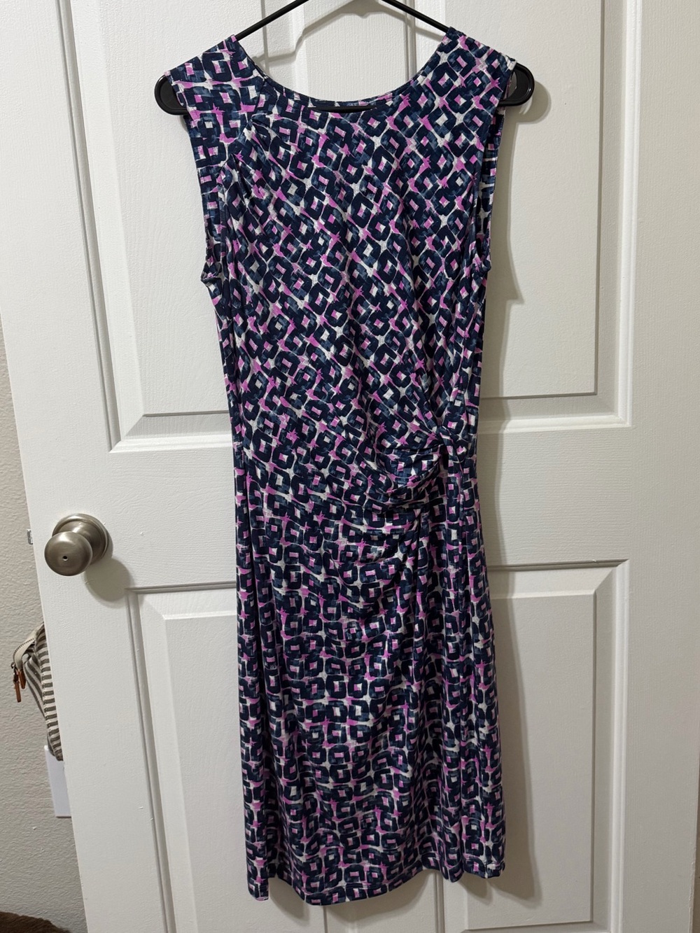 NIC+ZOE Navy and Pink Geometric Sleeveless Dress
